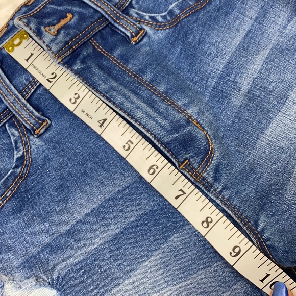 Jean distressed blue stretch shorts - Picture 10 of 14